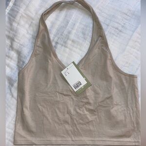 Nude halter crop top